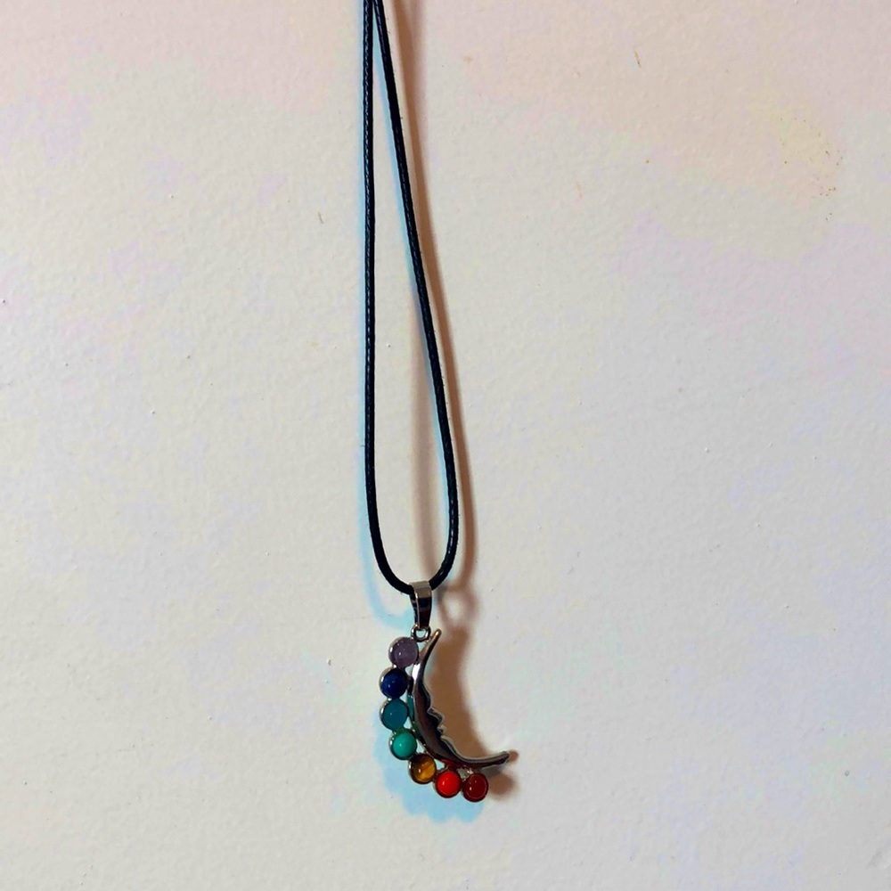 Sliver Moon Chakra Necklace
